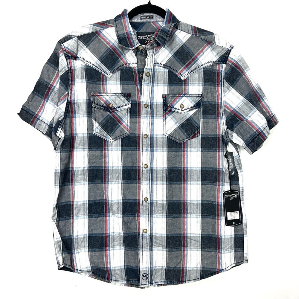 Moonshine by Brad Paisley NWT Blue and White Casual Button Down Shirt F20